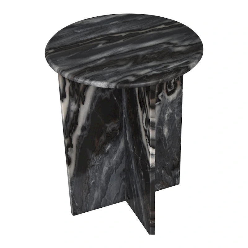 Table d'appoint contemporaine en marbre naturel fait main en forme de X Cecil 17.75, par JONATHAN Y.