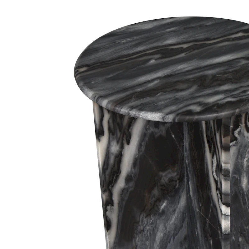 Table d'appoint contemporaine en marbre naturel fait main en forme de X Cecil 17.75, par JONATHAN Y.