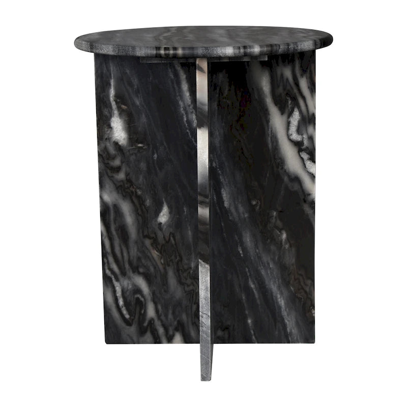 Table d'appoint contemporaine en marbre naturel fait main en forme de X Cecil 17.75, par JONATHAN Y.