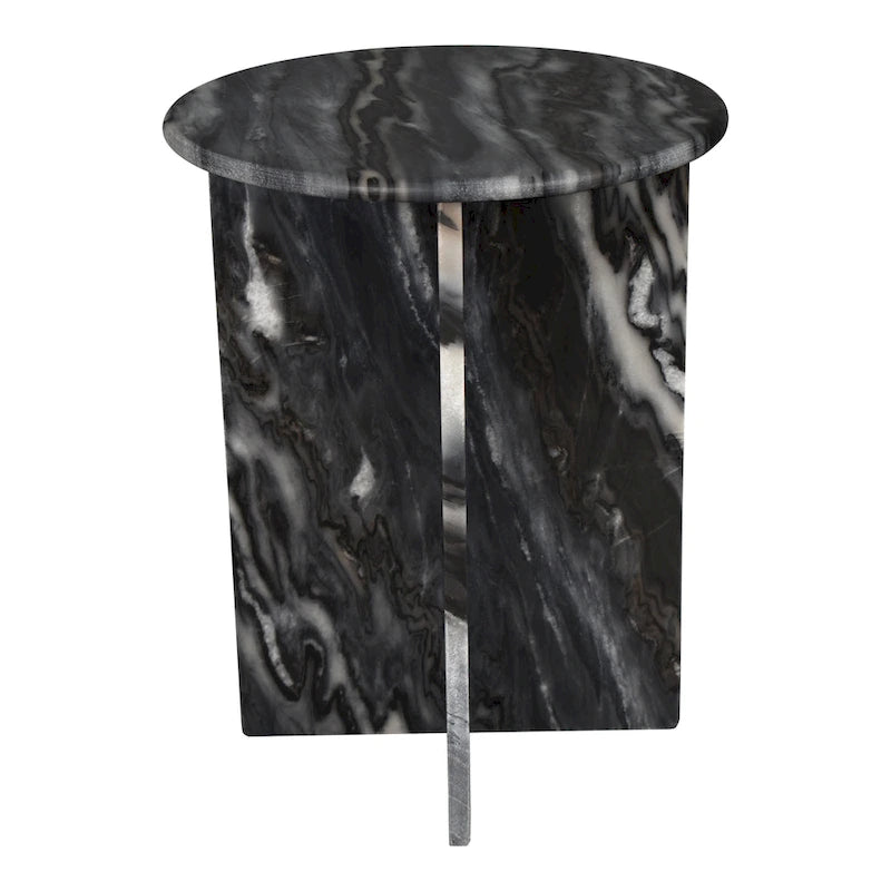 Table d'appoint contemporaine en marbre naturel fait main en forme de X Cecil 17.75, par JONATHAN Y.