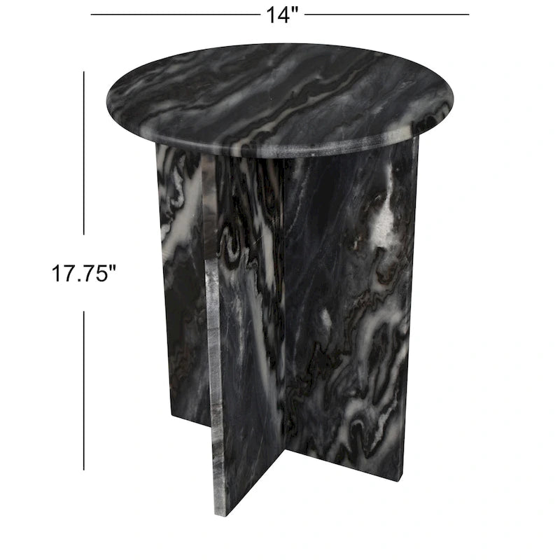 Table d'appoint contemporaine en marbre naturel fait main en forme de X Cecil 17.75, par JONATHAN Y.