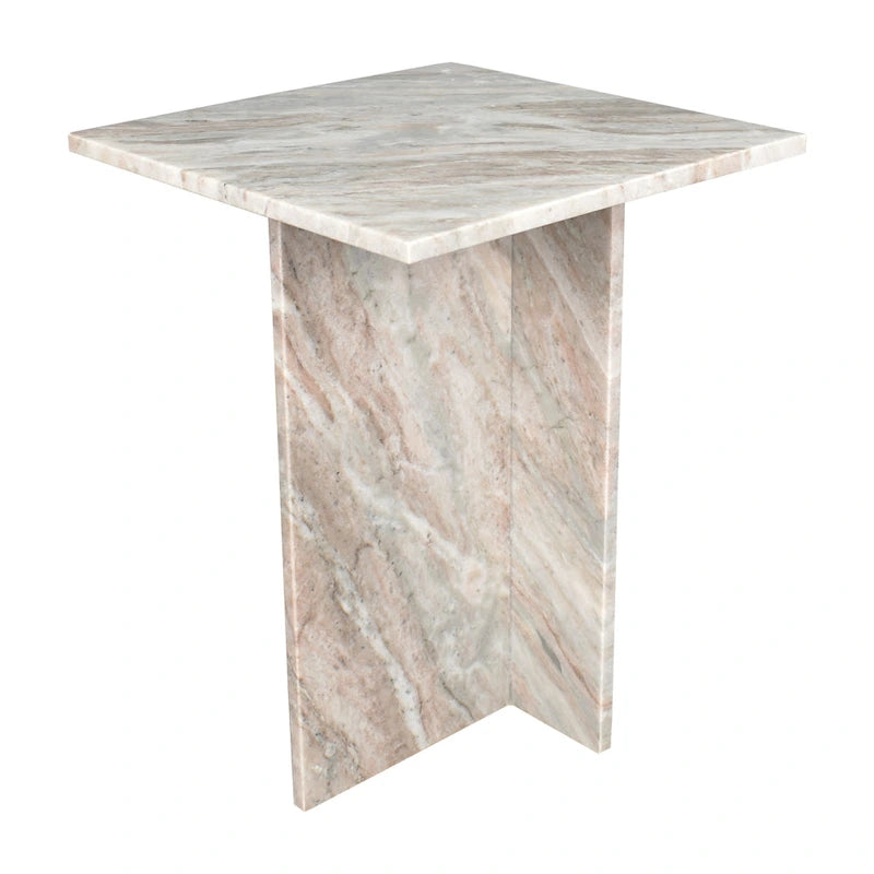 Tavolino finale a T Venus 18.5 in marmo naturale contemporaneo fatto a mano, grigio/beige, di JONATHAN Y.
