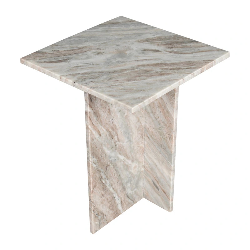 Tavolino finale a T Venus 18.5 in marmo naturale contemporaneo fatto a mano, grigio/beige, di JONATHAN Y.