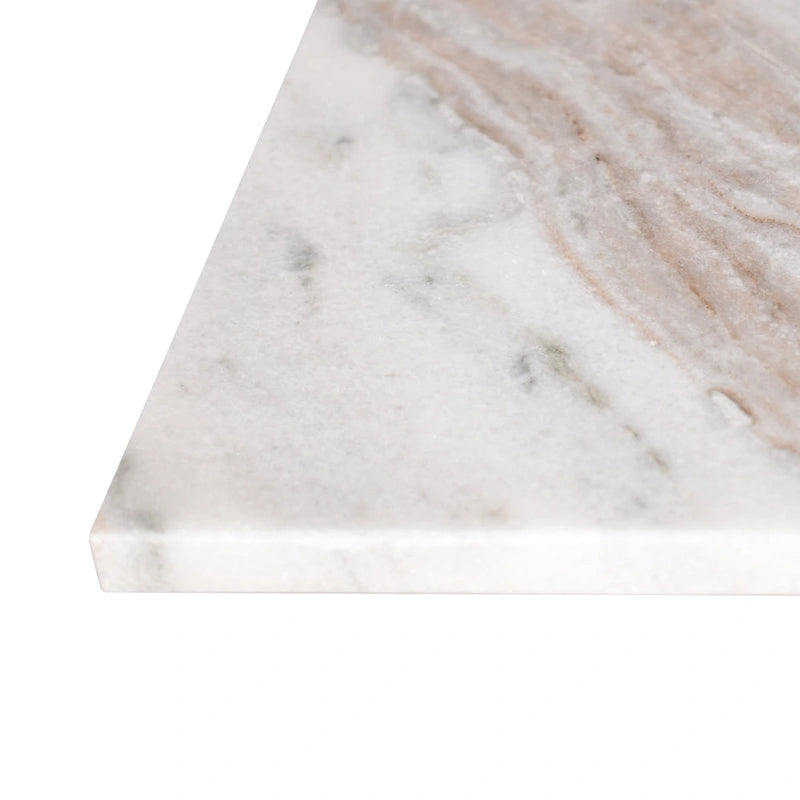 Tavolino finale a T Venus 18.5 in marmo naturale contemporaneo fatto a mano, grigio/beige, di JONATHAN Y.