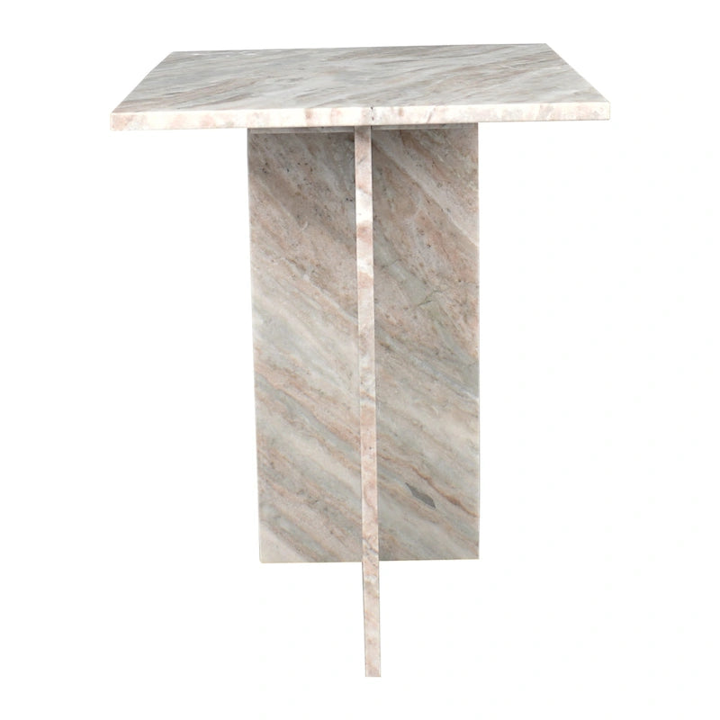 Tavolino finale a T Venus 18.5 in marmo naturale contemporaneo fatto a mano, grigio/beige, di JONATHAN Y.