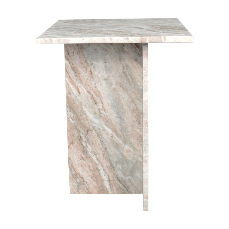Tavolino finale a T Venus 18.5 in marmo naturale contemporaneo fatto a mano, grigio/beige, di JONATHAN Y.