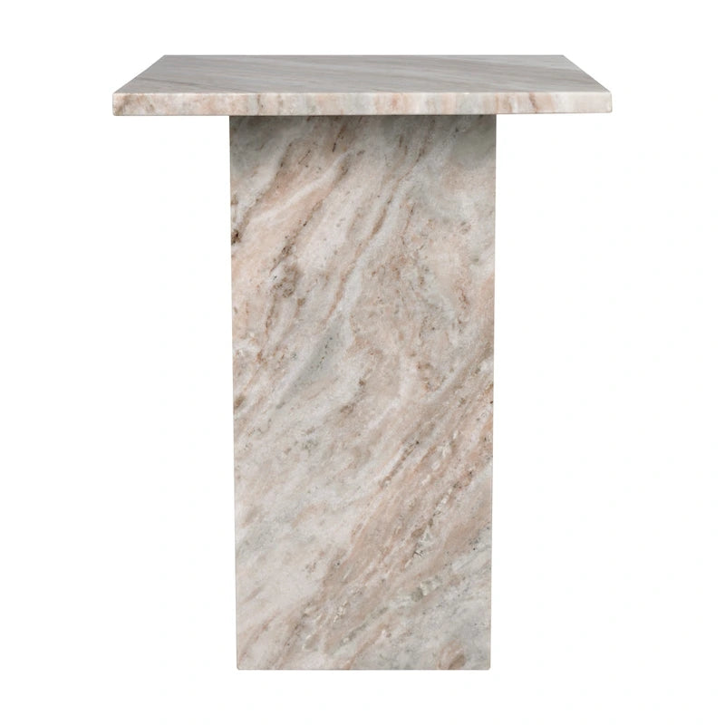 Tavolino finale a T Venus 18.5 in marmo naturale contemporaneo fatto a mano, grigio/beige, di JONATHAN Y.