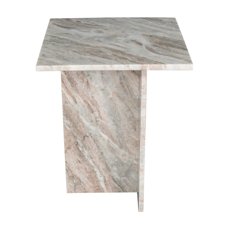 Tavolino finale a T Venus 18.5 in marmo naturale contemporaneo fatto a mano, grigio/beige, di JONATHAN Y.