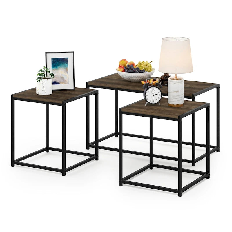 Set di Tavolini da Salotto Moderno Furinno Camnus con Un Tavolino da Caffè e Due Tavolini Laterali