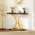 Moasis 39 Table console moderne en faux marbre avec piètement doré, table d'appoint pour entrée de salon