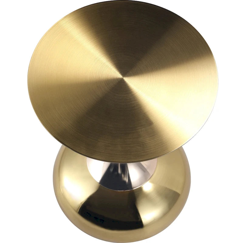 Table d'appoint ronde Savoy 45 cm en acier inoxydable doré avec pied rond