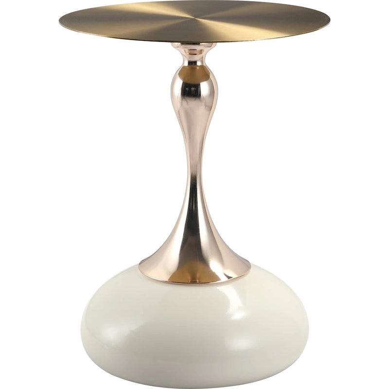 Table d'appoint ronde Savoy 45 cm en acier inoxydable doré avec pied rond