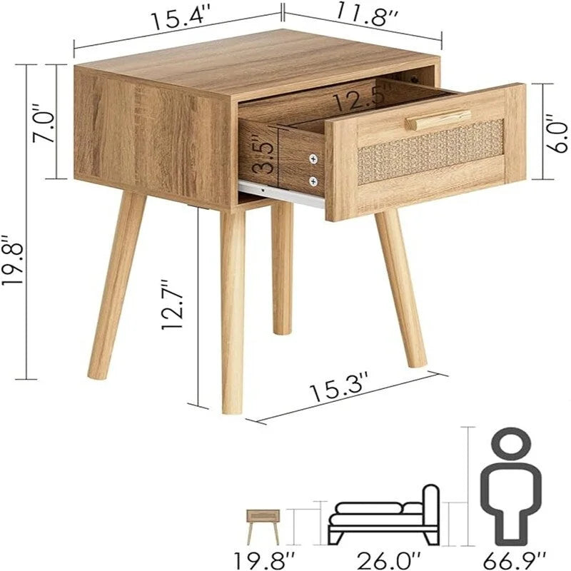 Comodini da camera in legno - 11,81P x 15,35L x 19,69A