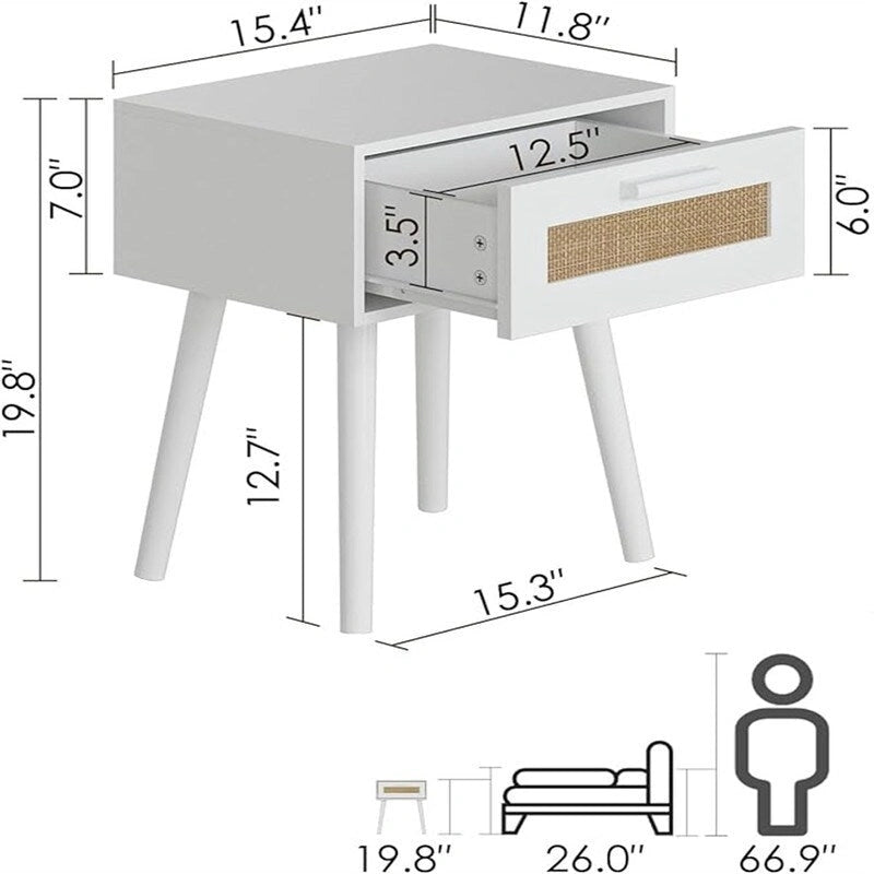 Comodini da camera in legno - 11,81P x 15,35L x 19,69A