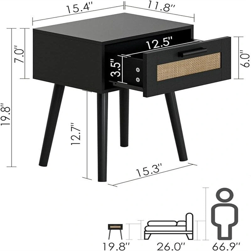 Comodini da camera in legno - 11,81P x 15,35L x 19,69A