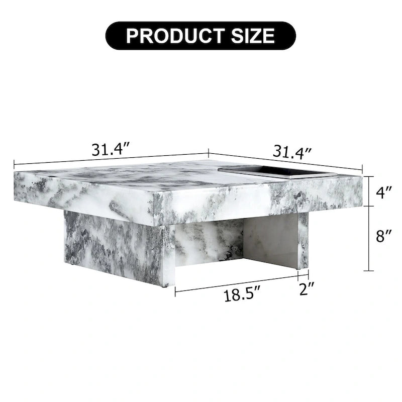 Table basse, motif marbre imitation, fabriquée en MDF, la fusion de l'élégance et de la mode naturelle