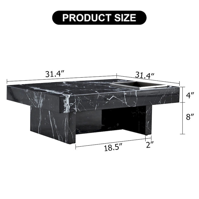 Table basse, motif marbre imitation, fabriquée en MDF, la fusion de l'élégance et de la mode naturelle