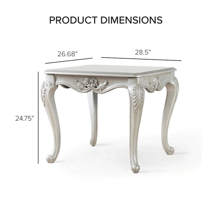 Tavolino Clarissa di Furniture of America in Legno Massello Tradizionale con Gambe Intagliate