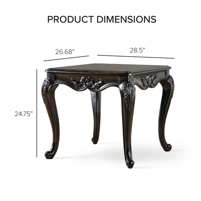 Tavolino Clarissa di Furniture of America in Legno Massello Tradizionale con Gambe Intagliate
