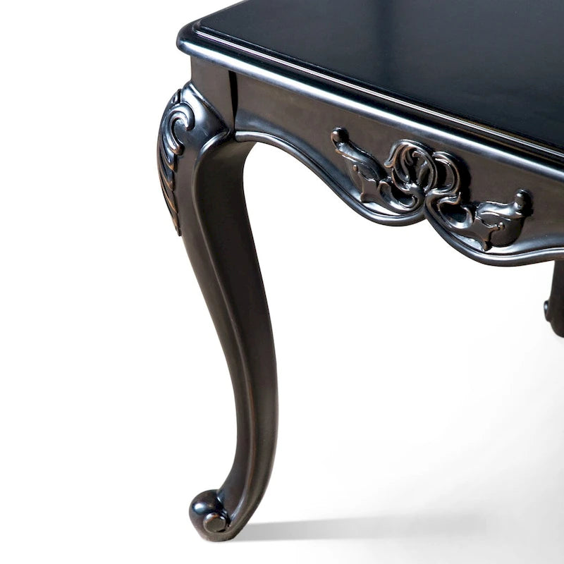 Tavolino Clarissa di Furniture of America in Legno Massello Tradizionale con Gambe Intagliate