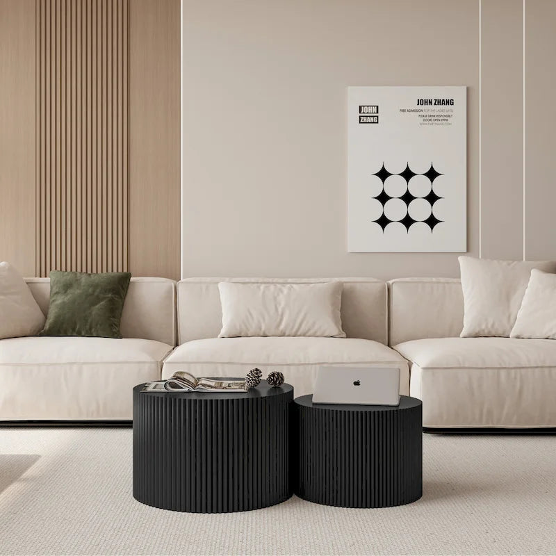 Set di tavolini da caffè sovrapponibili Wave Stripe