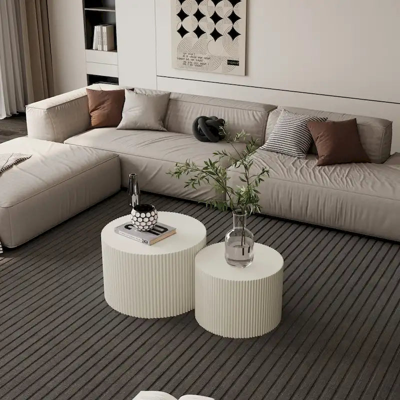 Set di tavolini da caffè sovrapponibili Wave Stripe