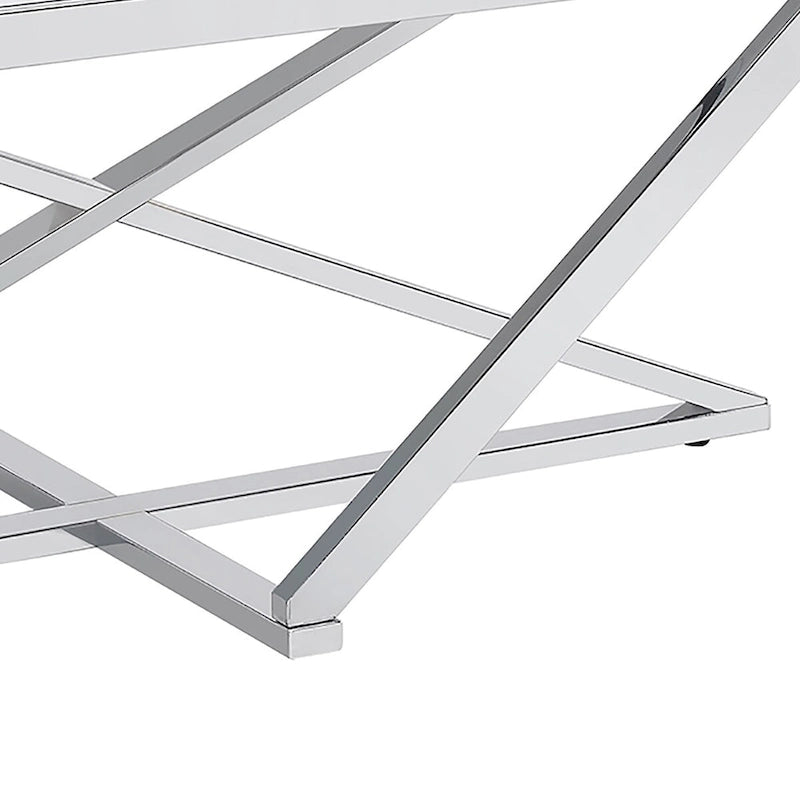 Set tavolino da caffè Starrla Glam Chrome Glass Top 2 pezzi di Furniture of America