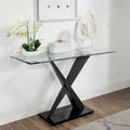 Tavolino da divano Gar Glam Black X-Base con ripiano in vetro di Furniture of America