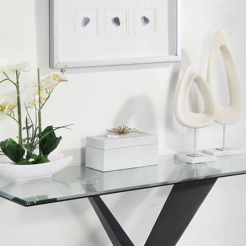Tavolino da divano Gar Glam Black X-Base con ripiano in vetro di Furniture of America