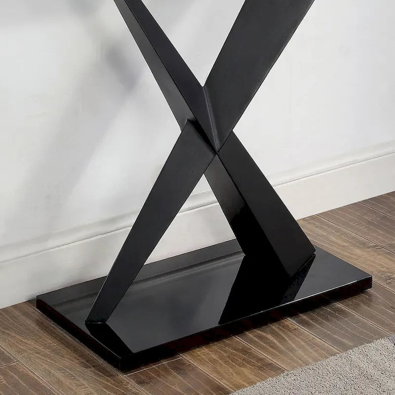 Tavolino da divano Gar Glam Black X-Base con ripiano in vetro di Furniture of America