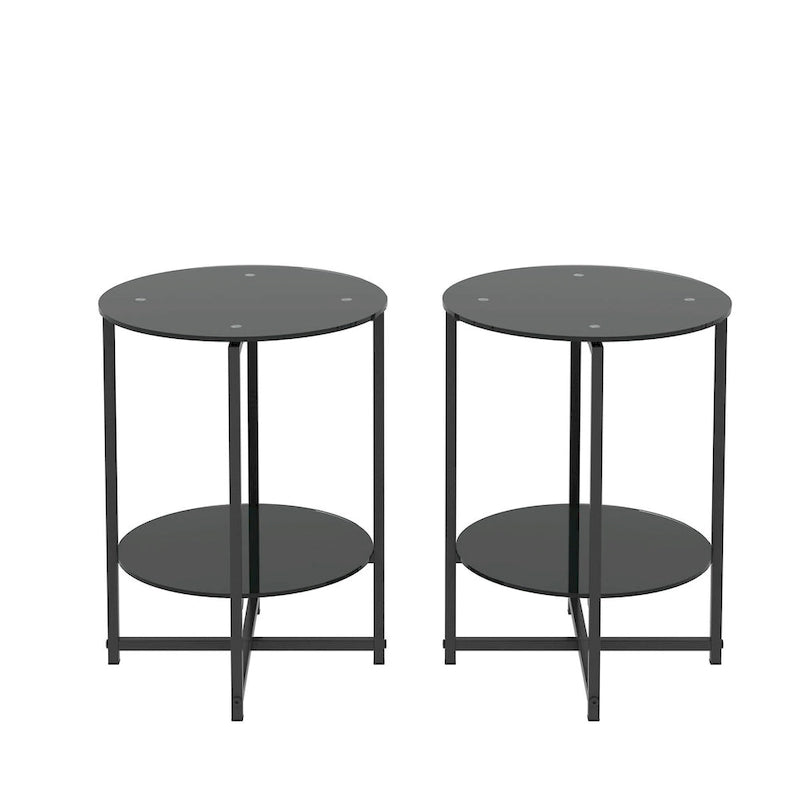 Set da 2 Tavolini Laterali in Vetro Temperato (Trasparente)