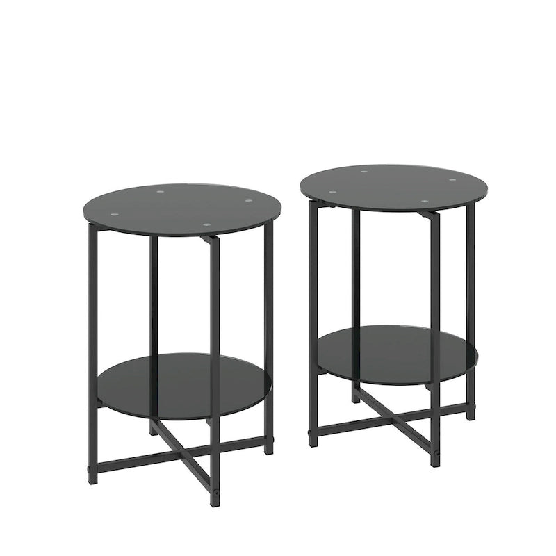 Set da 2 Tavolini Laterali in Vetro Temperato (Trasparente)