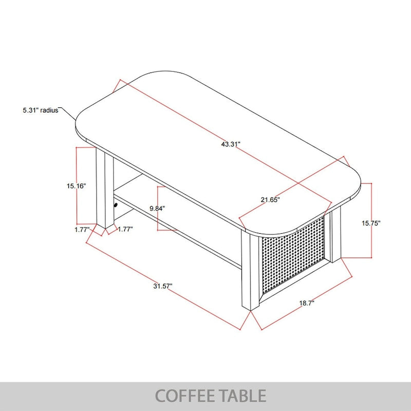 CraftPorch Tavolino da Caffè Moderno di Metà Secolo Nero