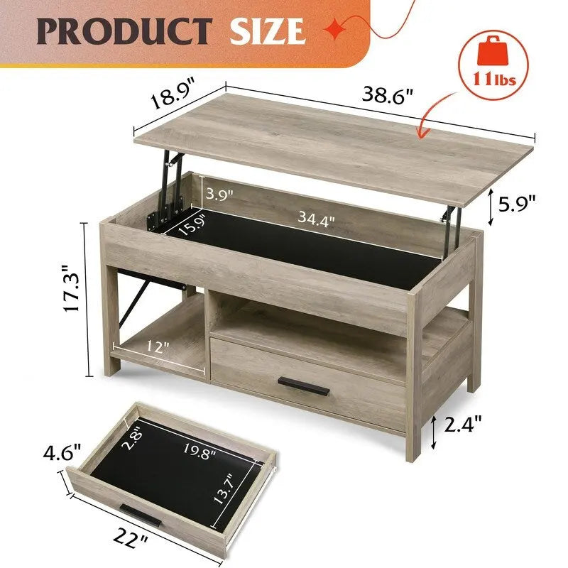 Tavolino da salotto con contenitore - 18,9P x 38,58L x 17,83A