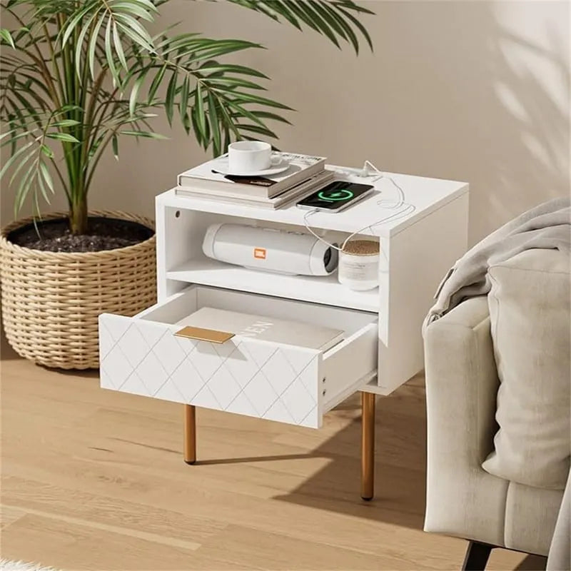 Comodino con Stazione di Ricarica - 30P x 40L x 56A