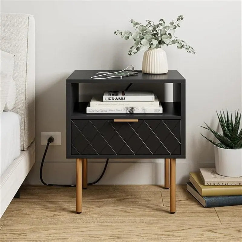Comodino con Stazione di Ricarica - 30P x 40L x 56A
