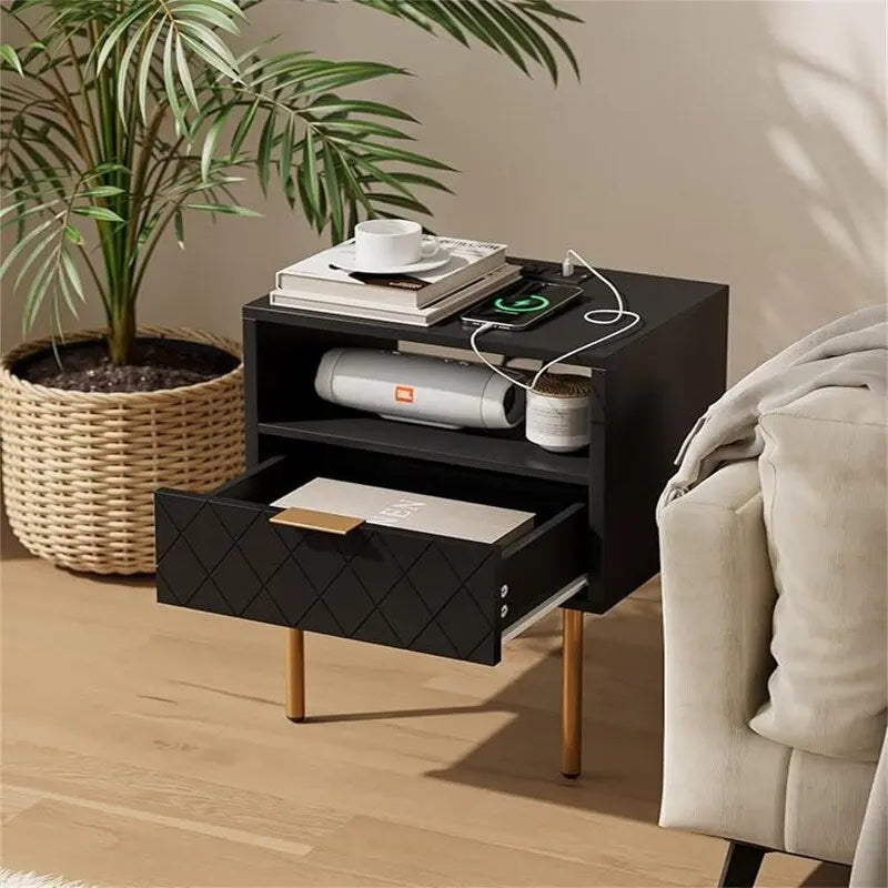 Comodino con Stazione di Ricarica - 30P x 40L x 56A
