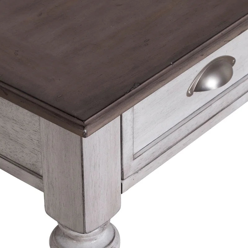 Set Tavolino da Salotto 3 Pezzi Ocean Isle Bianco Antico e Pino Weathered