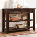 Console Table Canapé avec 2 Tiroirs de Rangement et 2 Étagères, Buffet et Dressoir en Bois Massif de Style Mid-Century de 42 pouces