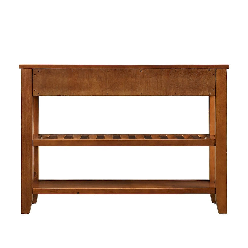 Console Table Canapé avec 2 Tiroirs de Rangement et 2 Étagères, Buffet et Dressoir en Bois Massif de Style Mid-Century de 42 pouces