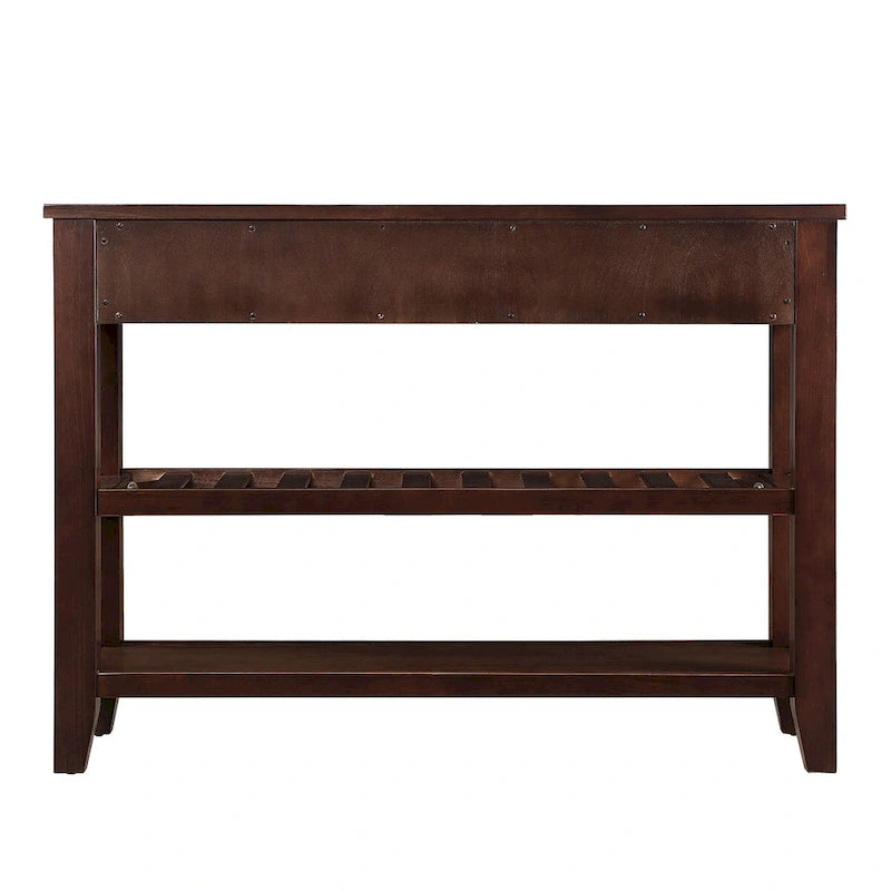 Console Table Canapé avec 2 Tiroirs de Rangement et 2 Étagères, Buffet et Dressoir en Bois Massif de Style Mid-Century de 42 pouces
