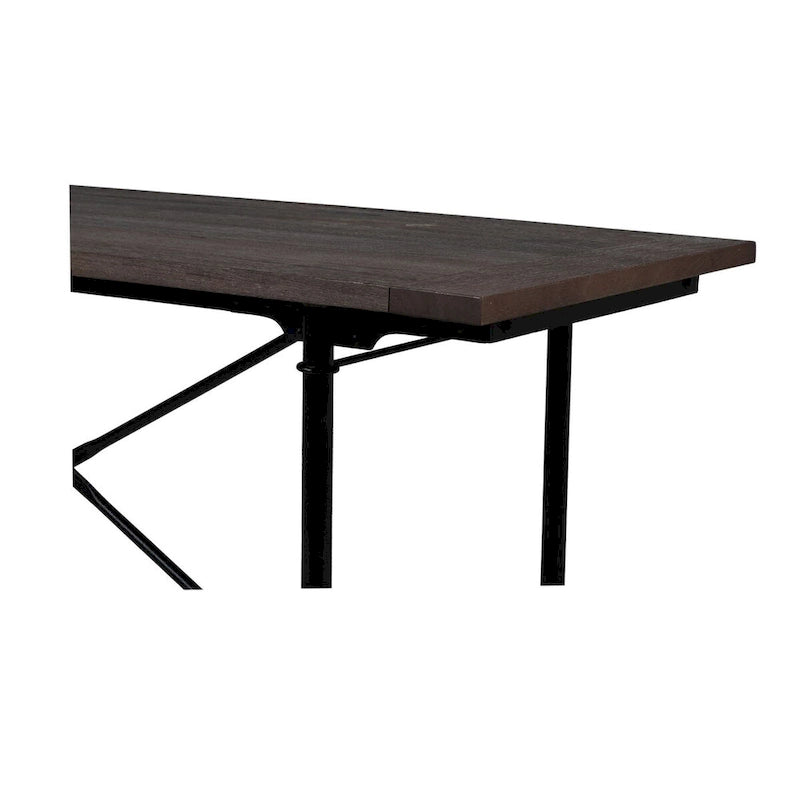 Tavolo a Cavalletto Industriale Conway da 66 Pollici con Ruote - Legno di Mango e Metallo