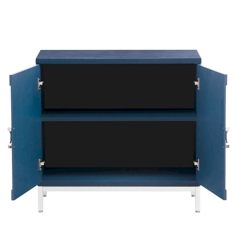Credenza Armadietto con impiallacciatura in legno massello e struttura in metallo per soggiorno, ingresso
