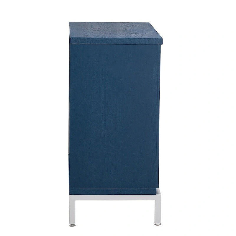 Credenza Armadietto con impiallacciatura in legno massello e struttura in metallo per soggiorno, ingresso