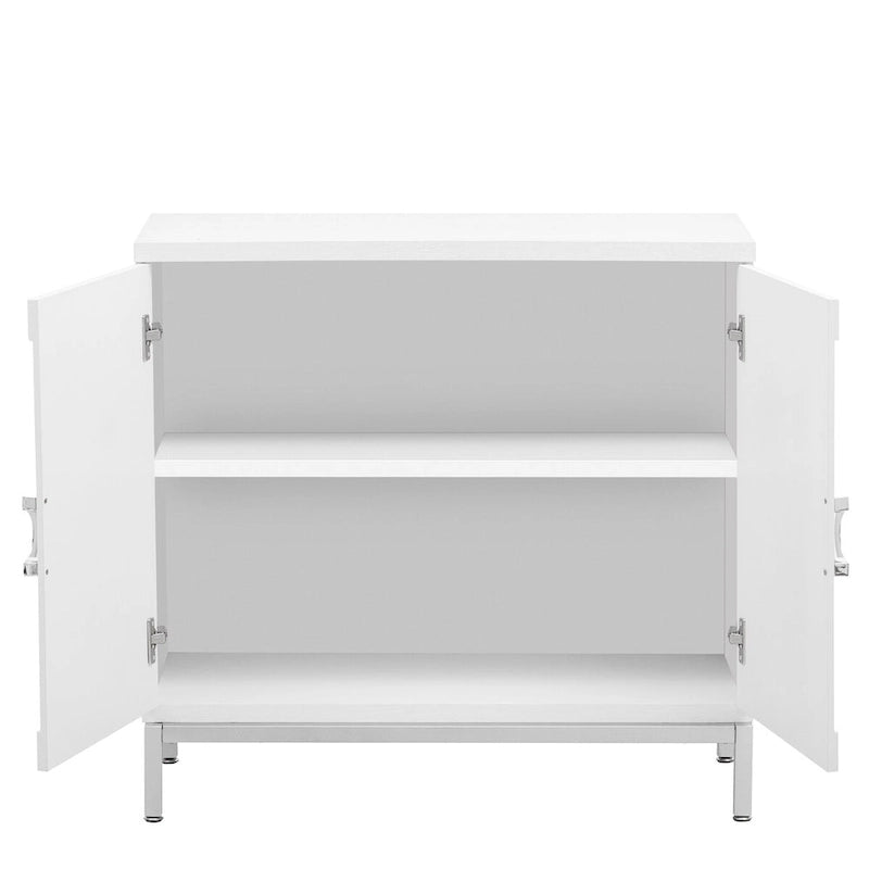 Credenza Armadietto con impiallacciatura in legno massello e struttura in metallo per soggiorno, ingresso