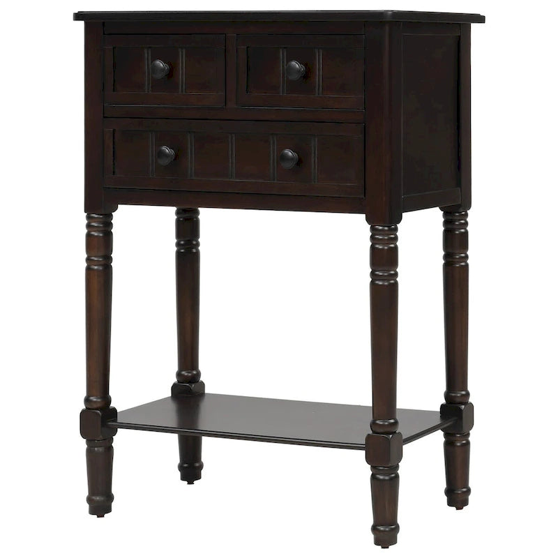 Tavolo Consolle/Tavolino da Divano Stretto e Sottile Esspreso con 3 Cassetti e 1 Ripiano Inferiore - 60.2L x 33W x 79H cm