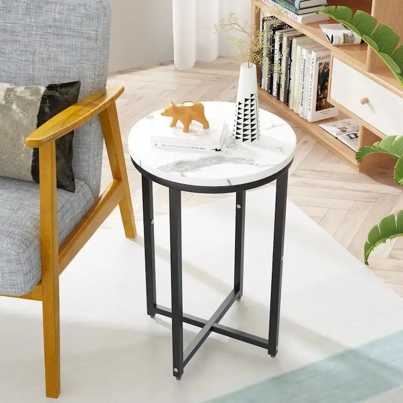 Set di 2 tavolini, tavolino da caffè piccolo, tavolino rotondo, tavolino da comodino per soggiorno, camera da letto