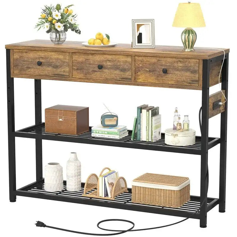 Tavolo da ingresso da 47" con prese e porte USB - 11,8P x 47,2L x 31,8A