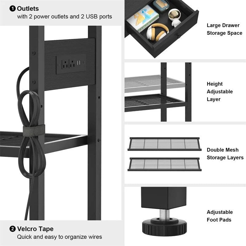 Tavolo da ingresso da 47" con prese e porte USB - 11,8P x 47,2L x 31,8A
