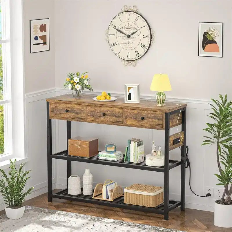 Tavolo da ingresso da 47" con prese e porte USB - 11,8P x 47,2L x 31,8A